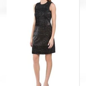 J. McLaughlin Black Sequin Front Sleeveless Sheath Dress Size Large